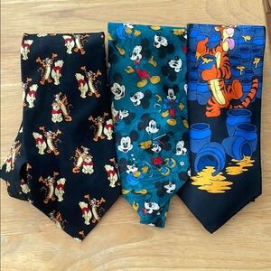 Disney Black and Blue Cartoon Character Ties lot of 3